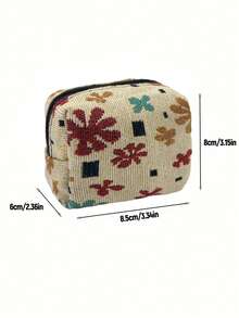 小化妆包，拉链储物袋，旅行盥洗包，零钱包，化妆品储物盒，防水可爱旅行盥洗储物袋，适合女性和女孩化妆包。多种图案选择学校用品旅行必需品袋化妆包假日必需品化妆包化妆包化妆包美容 - 米色 - 查看 7