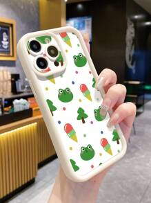 1st Anti-vingerafdruk Matte Ice Cream & Frog Grafische Telefoonhoesje, Compatibel met Apple///Redmi/Infinix/Vivo