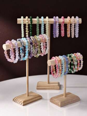 1pc Multi-Functional Jewelry Display Stand, Jewelry Organizer Holder, Suitable For Jewelry And Accessories, Wooden Jewelry Bracelet Watch Display Tower, Men/Women Watch Holder, Bangle Scrunchie Necklace Holder Storage Stand, Organizer For Scrunchies Headbands And Keychains, Jewelry Storage Rack For Hair Tie, Bracelet, Necklace, And Accessories