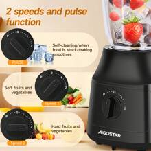 600W Blender, 4 Titanium Coated Blades, 2 Speeds And Pulse, 1.5L Detachable Jug, Ice Crusher, AutoClean Function, Black - EU E Type Plug(220-240V) - View 2