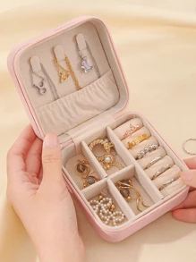 1 pieza Mini organizador de joyería, organizador de joyería de viaje con cremallera, estuche de regalo para damas, estantería multiusos para exhibición de joyas, apto para anillos, colgantes, aretes, collares y talla grande. - Caja de regalo adecuada para niñas y damas, caja de regalo de Halloween, caja de regalo de Navidad, organizador de maquillaje de verano, vacaciones, decoración del hogar, accesorios para el baño, de vuelta a la escuela