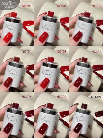 9 pièces/1 pièce Vernis à ongles en gel rouge, Vernis en gel à dessouder de 12 ml, Durcissement à la lumière UV pour le nail art DIY manucure à la maison, Design d'art des ongles rouges convenant pour les ongles de Noël, la Saint-Valentin
