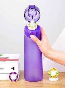 1 pieza Botella de agua con sabor, set inicial de botellas, botella de bebida con 1 cápsula de sabor aleatorio adecuada para gimnasios, escuelas, botella de agua con sabor, para exteriores, campamento