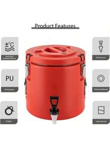 ZhdnBhnos LINSIE 10L/2.64gal 304 Stainless Steel Insulated Beverage Dispenser, Insulated Thermal Hot And Cold Beverage Dispenser With Faucet, Drink Dispenser For Hot Tea & Coffee, Cold Milk, Juice, Red The Best Gift/Present For Family&Friends Happy Christmas - 紅色 - 查看 7