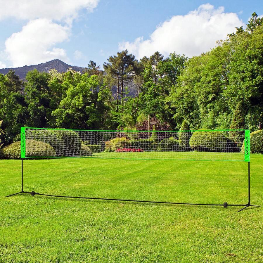 SPORTNOW Portable Badminton Set, 5M Multi-Sports Badminton Net For Pickleball Volleyball With 3 Shuttlecocks, 4 Rackets, For Indoor Outdoor, Garden, Beach - Black - View 1