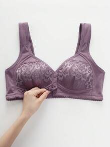 3 Peças Conjunto Sutiã Sem Fio com Fechamento na Frente, Lingerie Feminina Confortável e Respirável