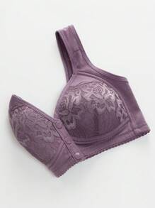 3 Peças Conjunto Sutiã Sem Fio com Fechamento na Frente, Lingerie Feminina Confortável e Respirável