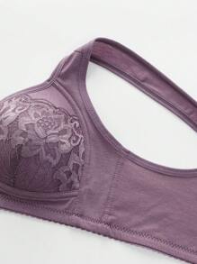 3 Peças Conjunto Sutiã Sem Fio com Fechamento na Frente, Lingerie Feminina Confortável e Respirável