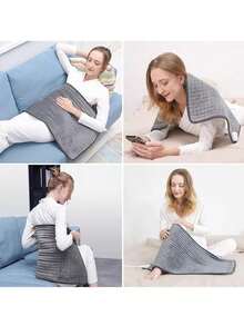 Compresa Caliente Electrica, Almohadilla Térmica con 10 Calentamiento Niveles, Fisioterapia, Calambres, Dolores Musculares de Rodilla, Espalda, Piernas, con 3 Ajustes de Temporizador y Apagado Automático, Plegable y Lavable a Máquina, 30x60cm,Gris - Tipo de Enchufe A USA (110-127V) - Ver 4