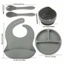 婴儿喂食5件套 - 硅胶婴儿围兜、吸盘、勺子、叉子，可放入洗碗机清洗 - 粉色 - 查看 4