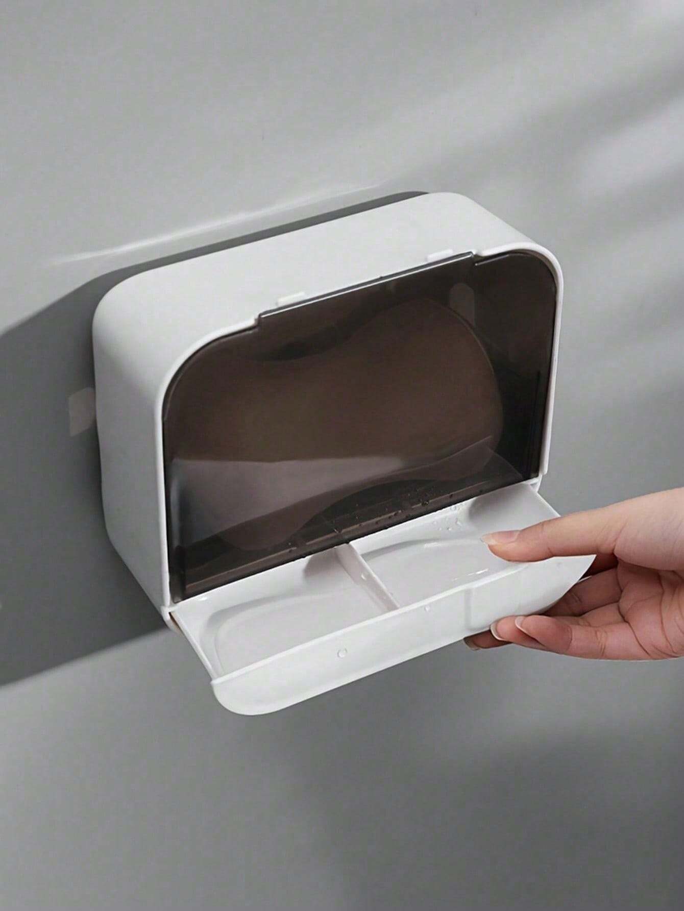 WallMounted Soap Dish With Flip Cover, Creative DustProof Bathroom