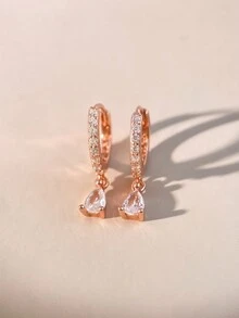 ESBERRY 女士水钻时尚耳环，适合日常佩戴 - 玫瑰金 - 查看 5