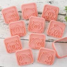 10pcs Capybara & Various Expression Cartoon Cookie Cutter Mold, 3D Press Biscuit Mold, Fondant Baking Tool Set - Pink - View 9