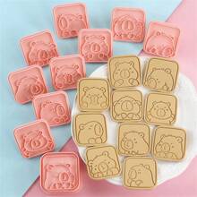 10pcs Capybara & Various Expression Cartoon Cookie Cutter Mold, 3D Press Biscuit Mold, Fondant Baking Tool Set - Pink - View 4