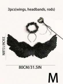 仙女天使翅膀背饰万圣节服装白色羽毛恶魔道具彩色翅膀配饰装饰