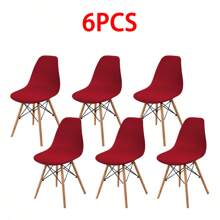 1/2/4/6pcs Corduroy Imitational Velvet Eames Chair Cover Elastic Plastic Shell Chair Seat Cushion Slipcover, Solid Color - Multicolor - View 34