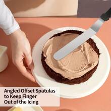 1pc Stainless Steel Icing Spatula, Cake Decorating Tool, 6/8/10/12 Inch Straight And Curved Cake Scraper And Smoother For Baking