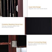 Lifezeal 壁挂式镜面珠宝柜收纳整理器 返校宿舍收纳 - 棕色 - 查看 7