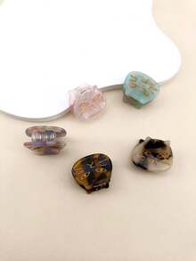 5 件/包 2.5 厘米笑脸猫设计亚克力发夹，优雅可爱，适合日常佩戴 - 彩色 - 查看 3