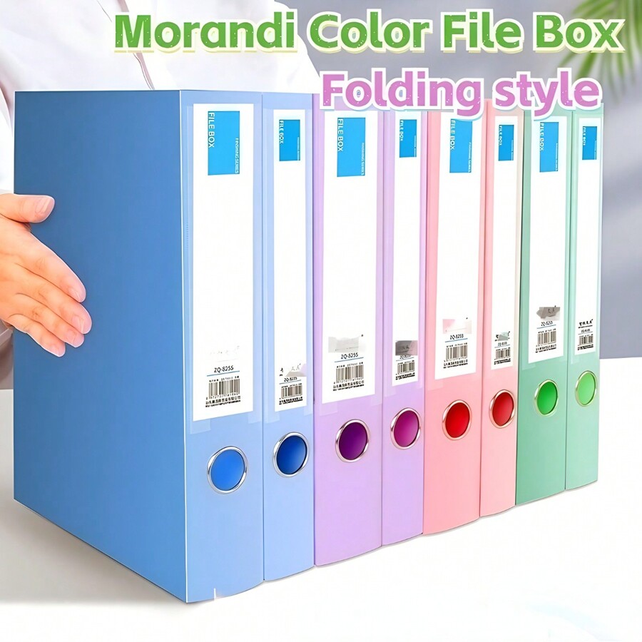 55mm Thick Morandi Color File Box, A4 Folding File Storage Box