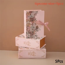 5/10Pcs Book Shape Gift Box Ith Ribbon Paperboard Candy Chocolate Present Packaging Box For Party, Wedding, Birthday, - Multicolor - View 13