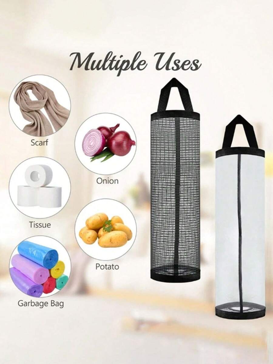 Kitchen Wall Mounted Plastic Bag Rack Distributor, Hanging Storage And