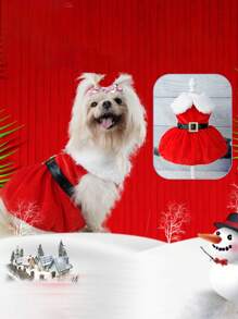 1 件宠物冬季服装圣诞老人经典狗狗圣诞节连衣裙新年节日连衣裙