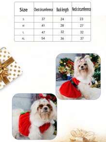 1 件宠物冬季服装圣诞老人经典狗狗圣诞节连衣裙新年节日连衣裙
