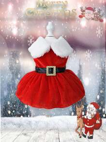 1 件宠物冬季服装圣诞老人经典狗狗圣诞节连衣裙新年节日连衣裙