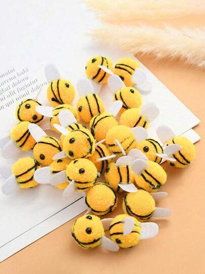 10个/25个/30个可爱毛绒蜜蜂玩具，背包配件，手工DIY毛绒玩具，花园盆栽装饰，万圣节装饰，圣诞节装饰，蘑菇，毛绒蜜蜂