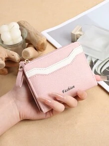 Minimalist Zipper Wallet High-End Women's Wallet Fashionable PU Patchwork Card Holder Compact Zipper Wallet Suitable As Gift For Women Wallet Mini Wallet Purse Wallet Small Wallet Cute Wallet Wallet