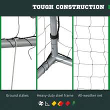 SPORTNOW 6ft X 4ft Football Goal, Football Net For Garden, Training Goal With Ground Stakes, Steel Frame - Grey - View 4