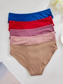 5pcs Women Plain Color "Love" Comfortable Breathable Panties