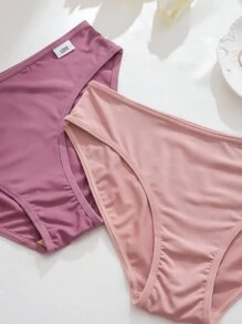 5pcs Women Plain Color "Love" Comfortable Breathable Panties