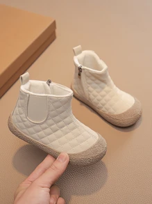 1 Pair Children Thermal Lined Soft Bottom Short Boots, Fashionable Casual Boots With Anti-Kick Design, Suitable For Autumn/Winter