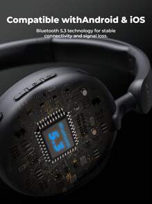 havit Auriculares híbridos H655BT a prueba de ruido activo para viajes en avión, auriculares inalámbricos Bluetooth sobre la oreja, 76H de tiempo de reproducción, audio de alta resolución, súper graves a través de la aplicación, 5 micrófonos para reducción de ruido - Negro - Ver 7