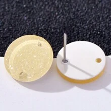 20pcs 14mm Candy-Colored Silver Powder Acrylic Steel Ear Studs Women's Fashion Jewelry DIY Earring Components
