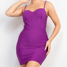 Vestido ajustado liso con escote en forma de corazón - Morado - Ver 1