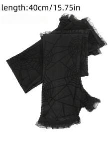 2 bucăți/Set Mănuși fără degete cu design web de păianjen, mănuși de dantelă de performanță de petrecere pentru Cosplay, recuzită pentru bal mascat, recuzită pentru jocuri de rol, decor de vacanță