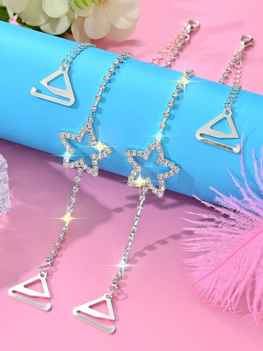 1 Pair Shoulder Straps For Women, Detachable Rhinestone NonSlip Bra