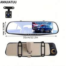 4.3IN Car Rearview Mirror Camera With 1080P Dual Lens, HD Night Vision Recording, Automatic Recording Memory, Push Button - 黑色 - 查看 7