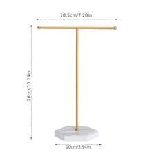 1pc Marble Pattern Wooden Base T-Shape Earring Display Stand, Suitable For Home, Retail Store, Boutique, Supermarket, Jewelry Organization - Multicolor - View 3