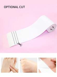 1 件透明弹性绷带胸带，透气粘性胸罩提升胶带，可调整尺寸，运动支撑和防汗 - 白色 - 查看 6