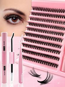 200PCS Dramatic C-Curl 8-16MM Mix DIY Lash Extension Kit Set DIY Bottom Lashes Eyelashes Book Big Volume Soft Individual Cluster Lashes Create A Fluffy Natural Wispy Y2k Butterfly Elements Pink Base Card Look At Home Long Lasting DIY Lashes Glue, DIY Glue Remover, DIY Lashes Tweezers (Bottom Lashes+30D) Lash Clusters Kit, Lashes, Eyelashes, Fake Lashes - Black - View 5