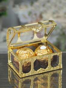 1pc European Style Mini Treasure Box, Wedding Candy Box, Gold Gift Box Suitable For Making Wedding Gifts, Creative Gift Storage Box - Gold - View 1