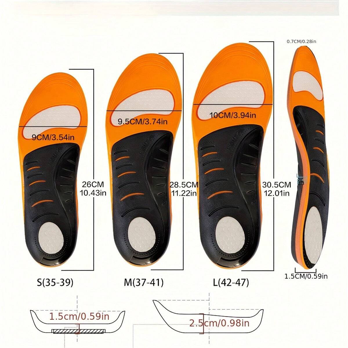1 Pair Of Lantar Fasciitis Relief Insole, Arch Support Insole, Running