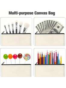 Túi cầm tay đựng mỹ phẩm Giáng sinh có khóa kéo, Túi đa chức năng, Túi đựng đồ du lịch cho nữ - Quà tặng Giáng sinh lý tưởng cho phụ nữ - Màu be - Xem 9