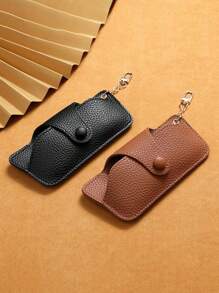 便携式 PU 皮革太阳镜眼镜袋 - 带按扣、夹子和柔软保护套的眼镜盒，方便携带，配有钥匙扣 - 小巧、时尚、眼镜框、便携式太阳镜收纳袋、化妆刷架和旅行配件 - 柔软、防水、易于清洁的设计度假必需品旅行必需品女士太阳镜盒 - 彩色 - 查看 9