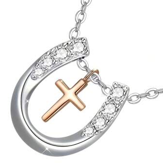 1件优雅十字架马蹄形吊坠，时尚个性化圣诞礼物