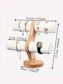 精致手工制作的 1 件实心橡木珠宝展示架 - 优雅展示手镯、手镯和手表 - 天鹅绒底座提供温和保护 - 男女通用木制收纳盒 - 非常适合圣诞节礼物或零售展示 - S型手鐲架 - 查看 6